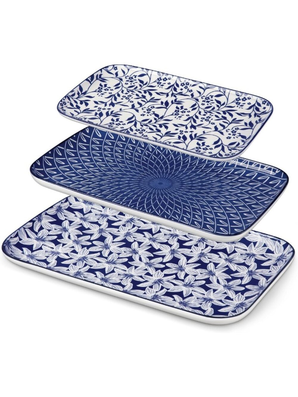 Elegant Porcelain Serving Platters Set of 3 - 16", 14", 12" - Perfect for